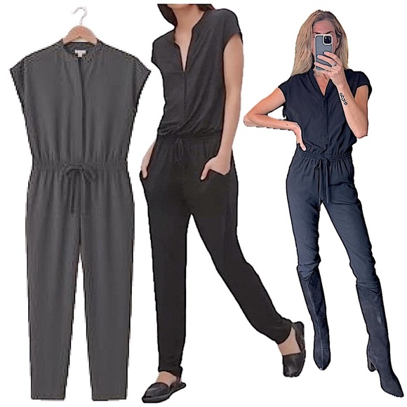 Babaton Aritzia Donnie Black Cap Sleeve Sleeveless Jumpsuit Boiler Utility Suit - Picture 1 of 17